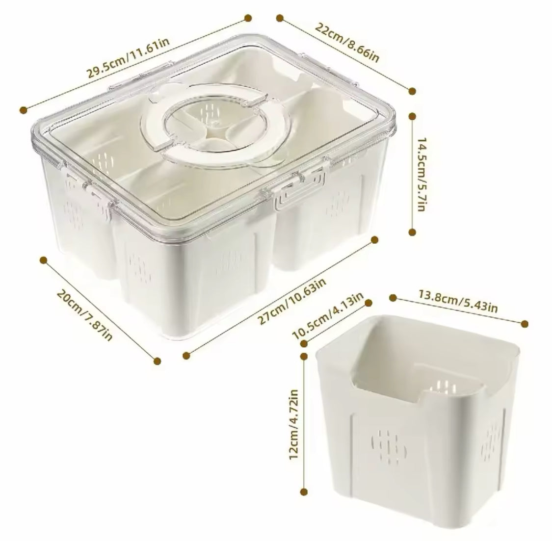 Acrylic 4 Grid Vegetable Storage Box With Handle, Transparent Refrigerator Box, Multi Compartments Fruit Storage Container Acrylic 4 Grid Vegetable Storage Box With Handle, Transparent Refrigerator Box, Multi Compartments Fruit Storage Container